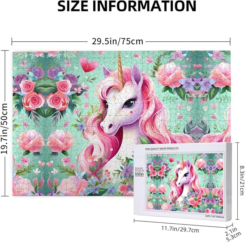 لغز بازل فيايا بينك يونيكورن 1000 قطعة للكبار، هدية ديكور منزلي مقاس 29.5 × 19.7 بوصة - Image 3